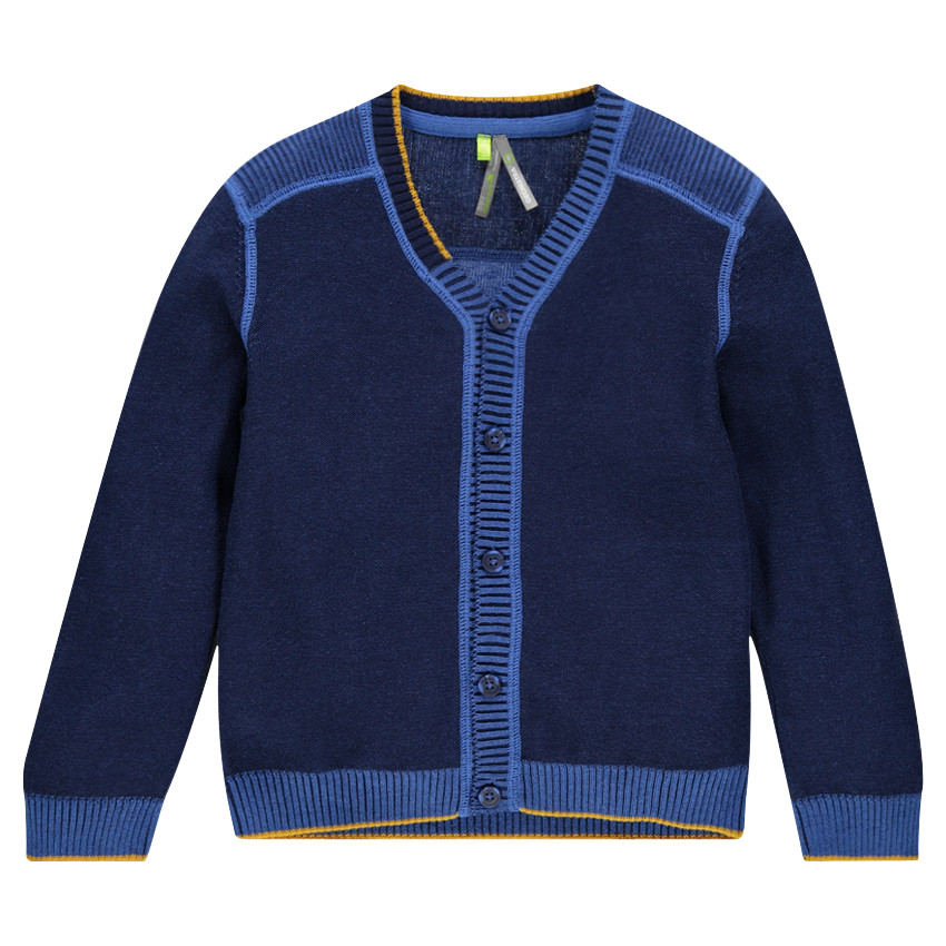 Chaqueta de punto liso y acanalado bicolor 