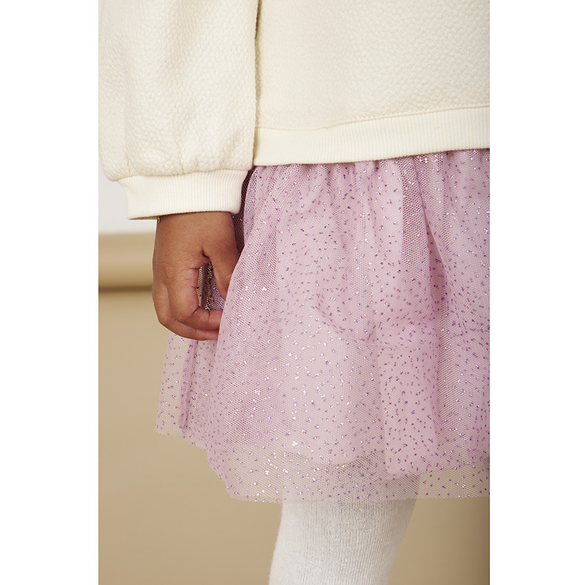 Robe 2 en 1 manches longues en molleton cloqué et tulle pour bébé fille 