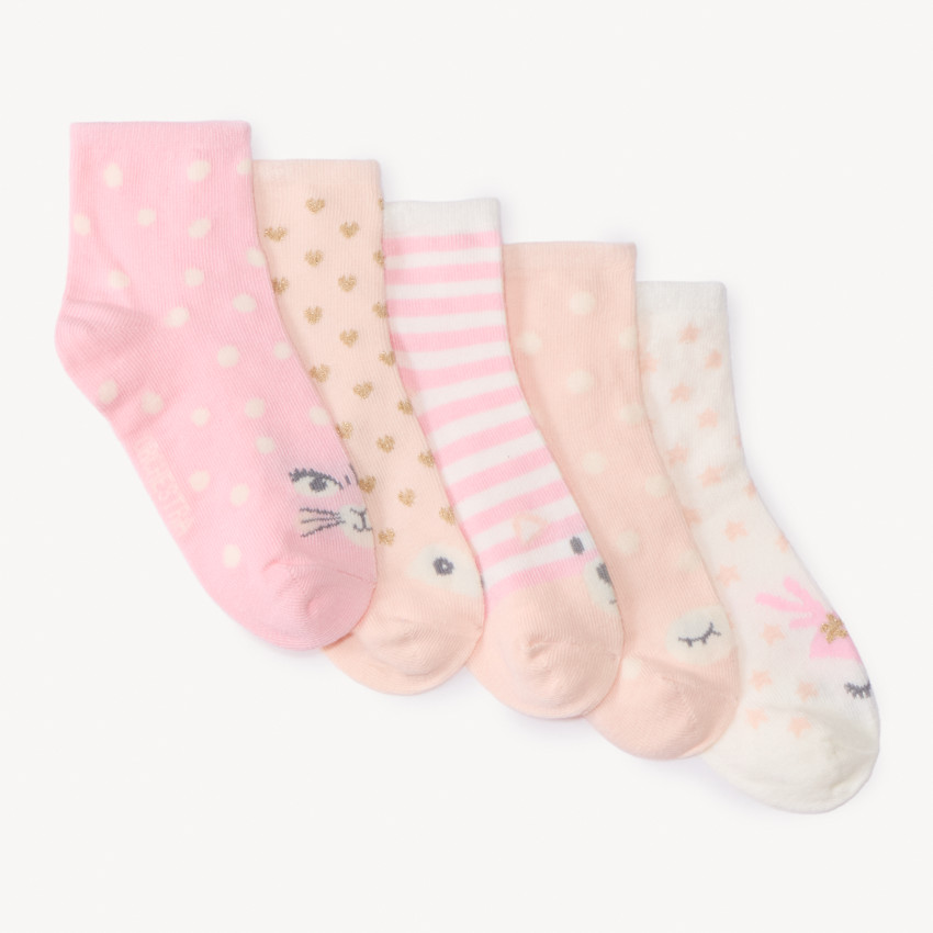 Pack de 5 pares de calcetines de animales para niña 