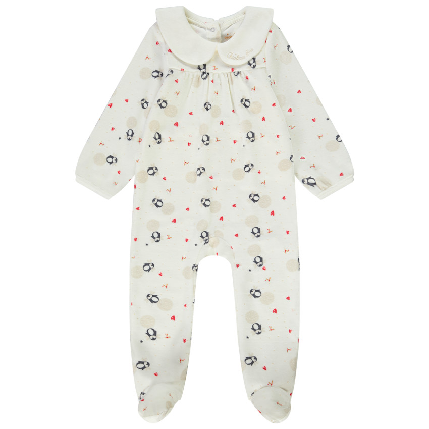 Dors-bien en velours imprimé fantaisie pour bébé fille 