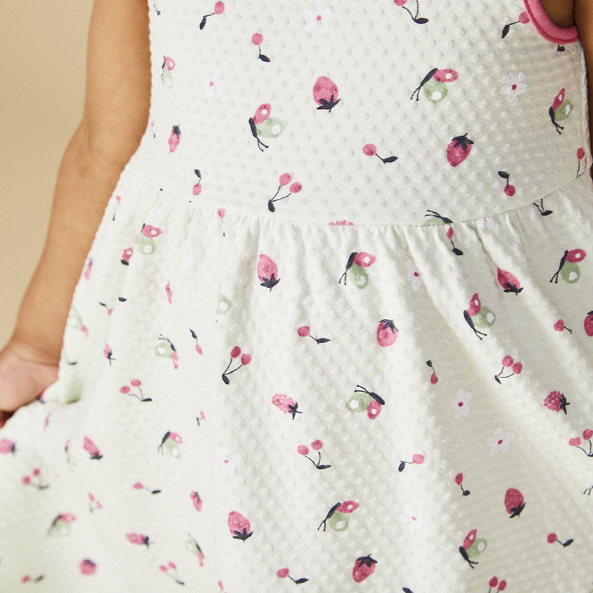 Vestido estampado fantasía en jersey cloqué para bebé niña 