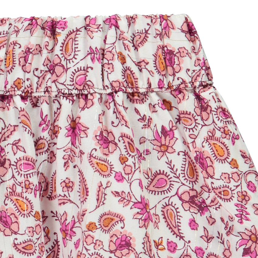 Falda con volantes estampada floral con lurex para niña 