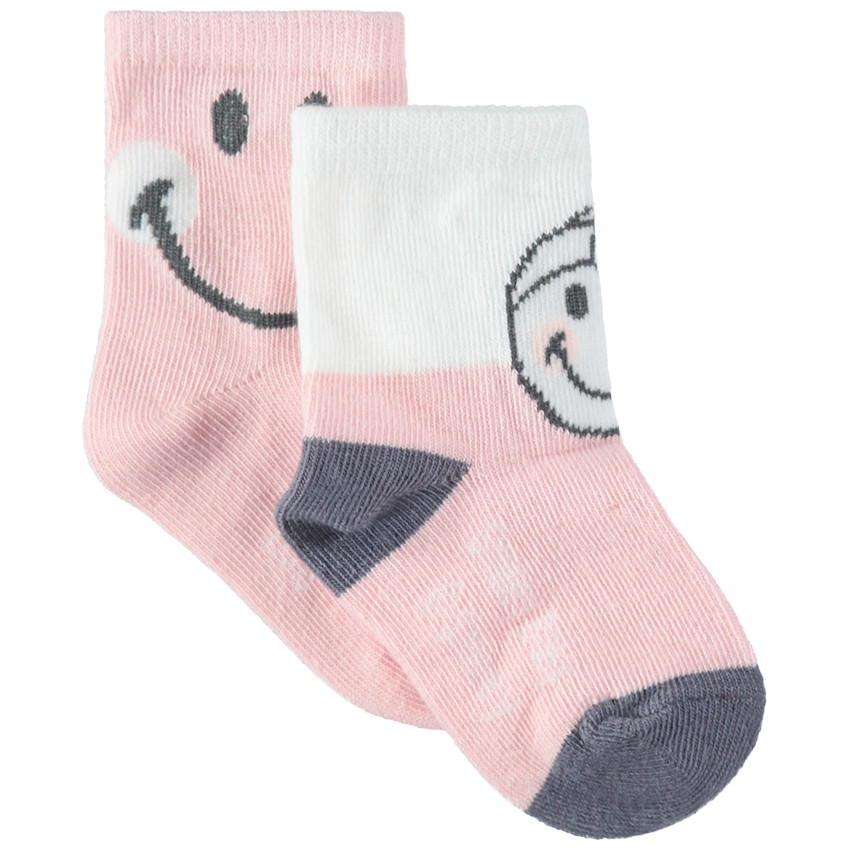 Juego de 2 pares de calcetines con dibujos de Smiley de jacquard 