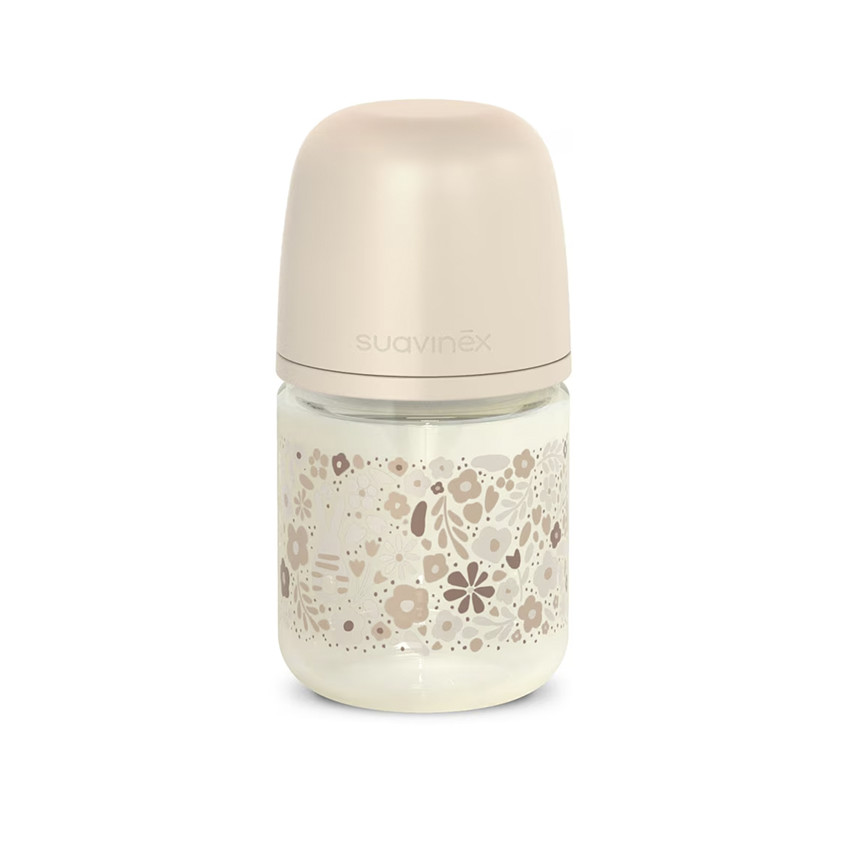 Biberón de vidrio con tetina simétrica SX Pro S 120ml Liberty beige 