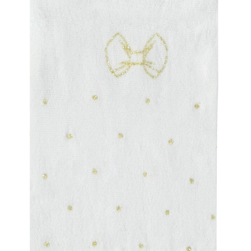 Medias finas con lunares y lazo dorado 