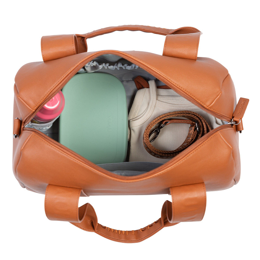 Bolso cambiador Mommy Club Signature de cuero vegano marrón 