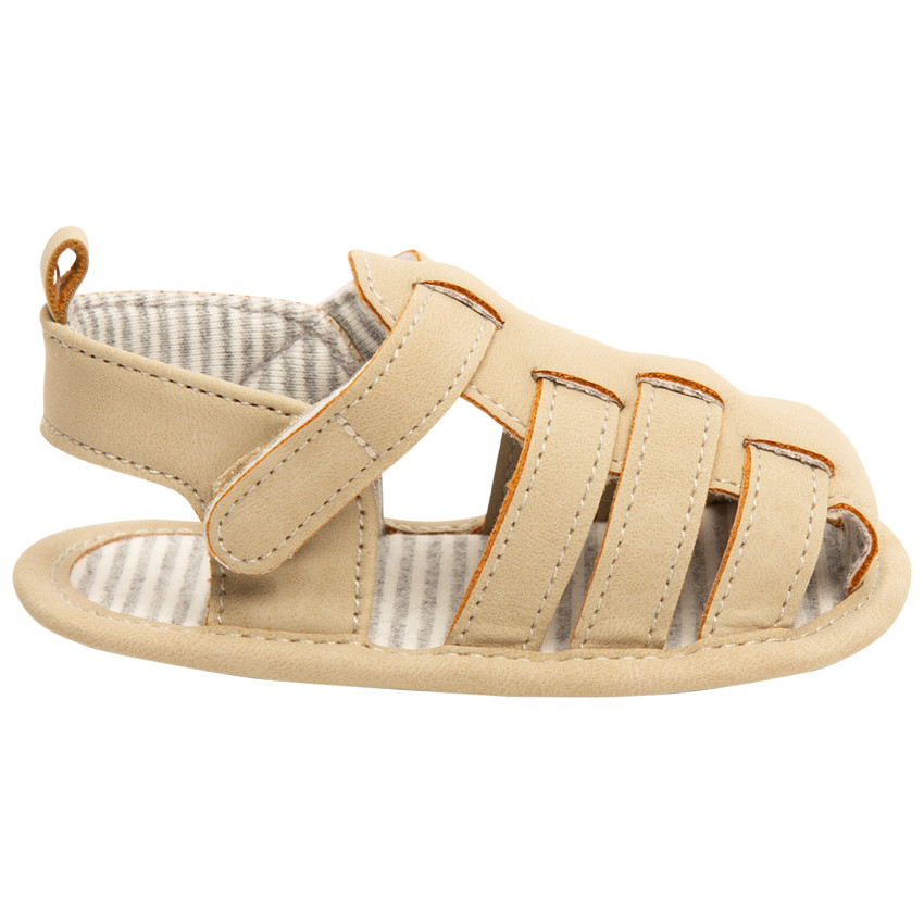 Sandalias velcro con forro de rayas para bebé 