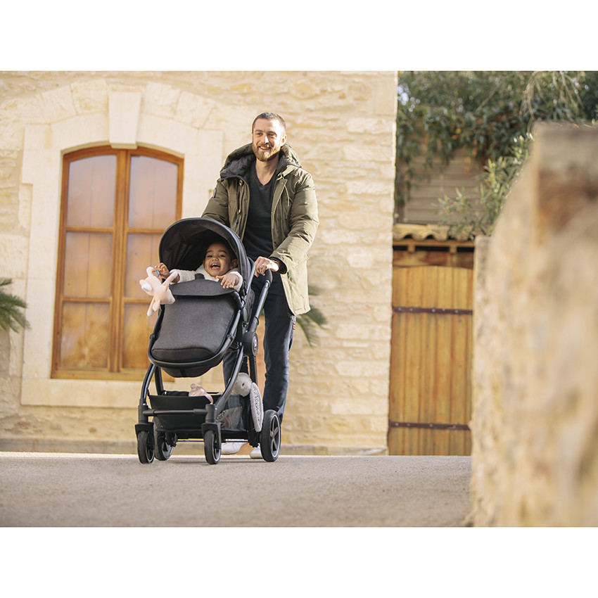 Poussette duo Théa 2 en 1 gris chiné/noir 