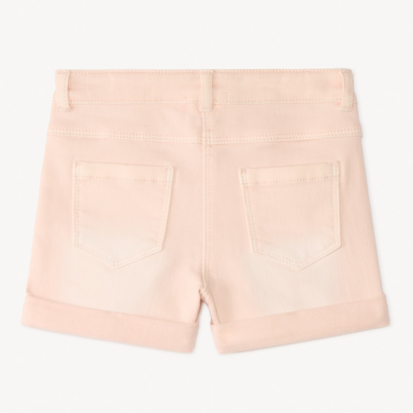 Short uni efecto denim con bolsillo corazón para bebé niña 