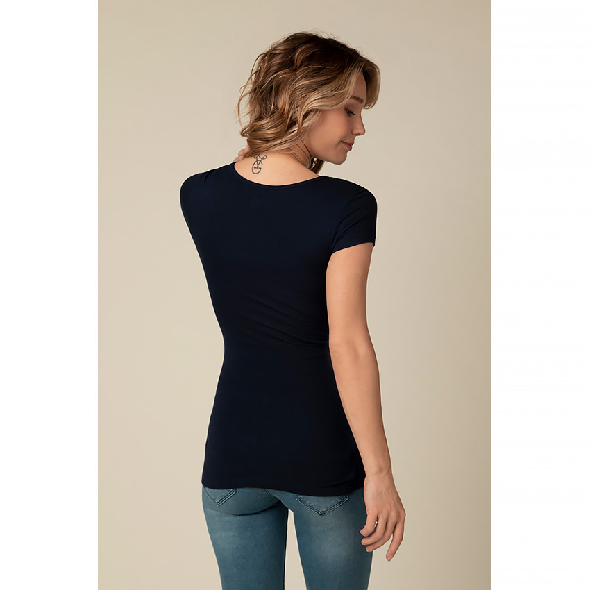 T-shirt de grossesse manches courtes et col effet cache-coeur 