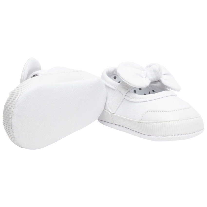 Zapatillas blancas con velcro y lazo para bebé niña 