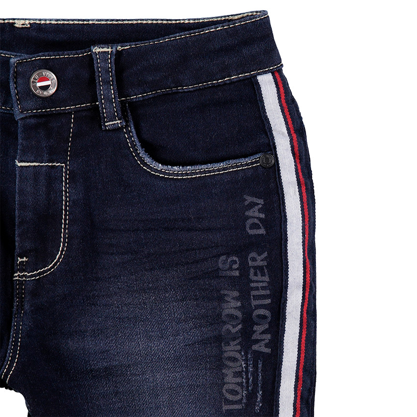 Júnior - Vaqueros con efecto desgastado y arrugado con bandas cosidas en los laterales 