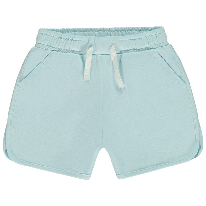 Short de felpa lisa con cordón ajustable en contraste para niña 