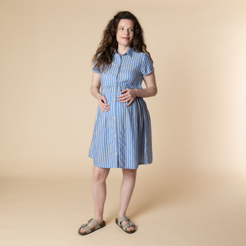 Robe camisa de embarazo y lactancia a rayas 