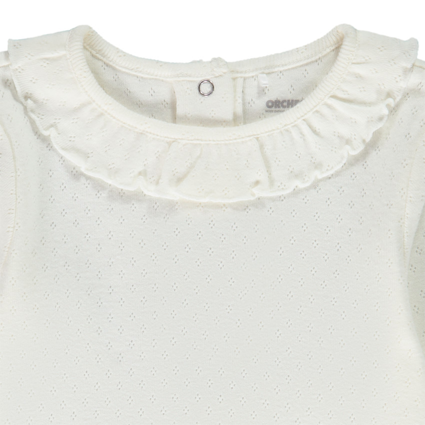 Camiseta de manga larga de punto calado para bebé niña 