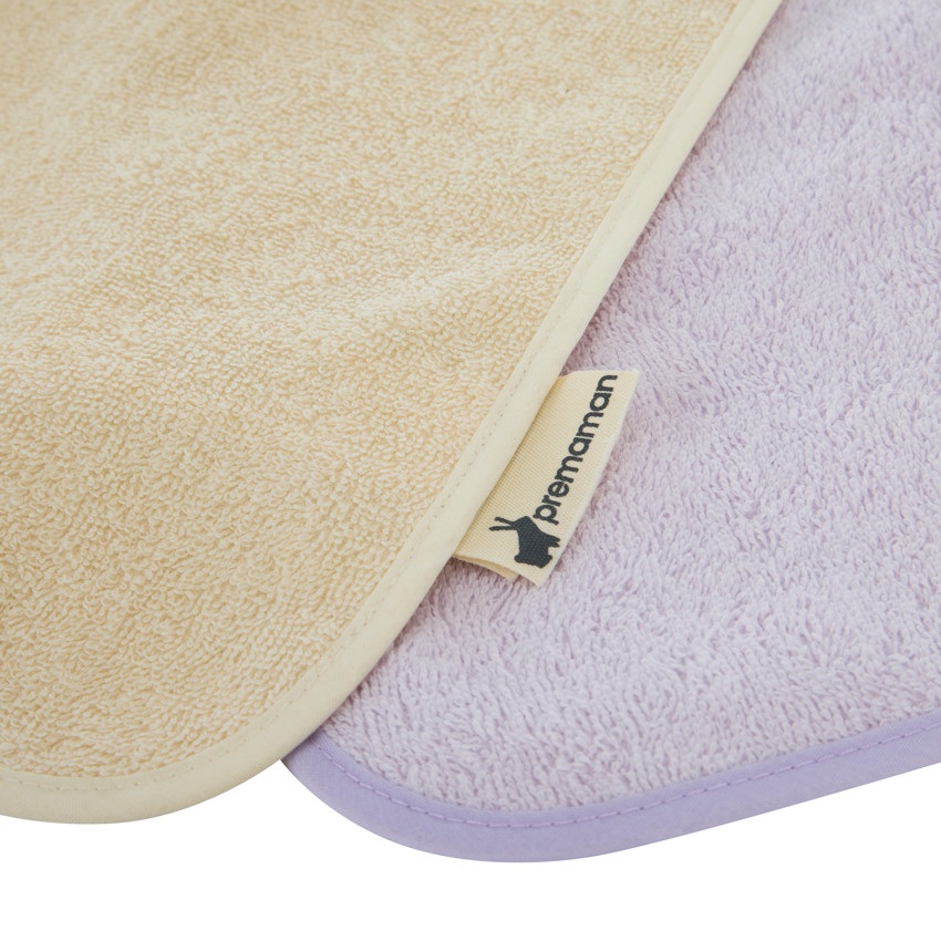 Lote de 3 baberos de toalla con cuello elástico en color violeta 