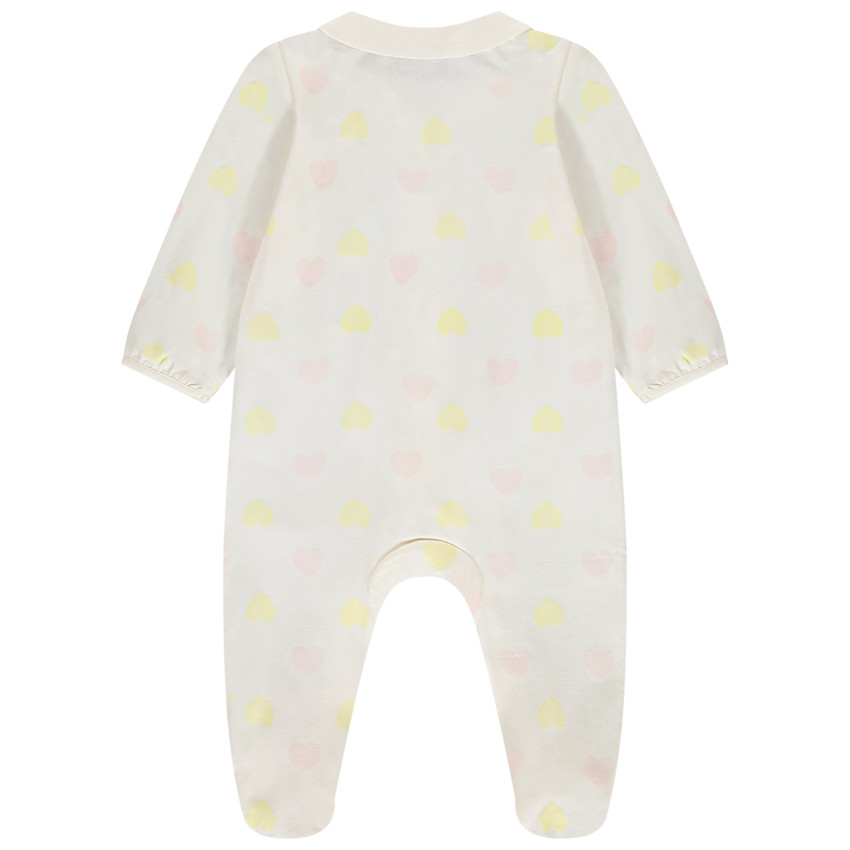 Pelele imprimido corazones con cuello babero para bebé niña 