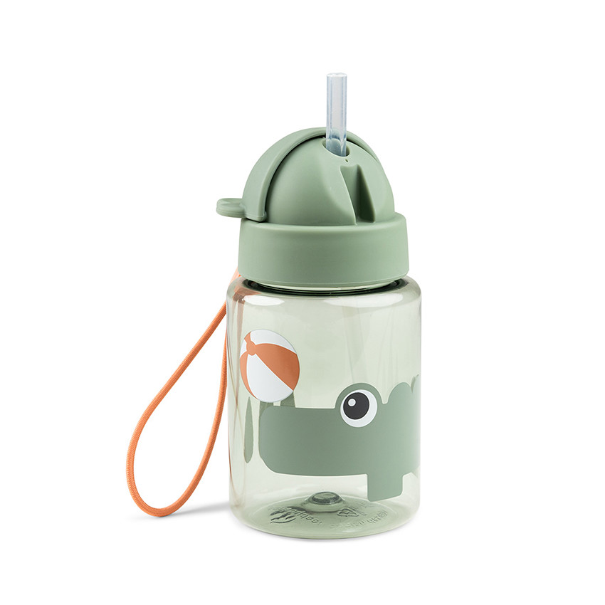 Botella con pajita 280 ml Playground verde 