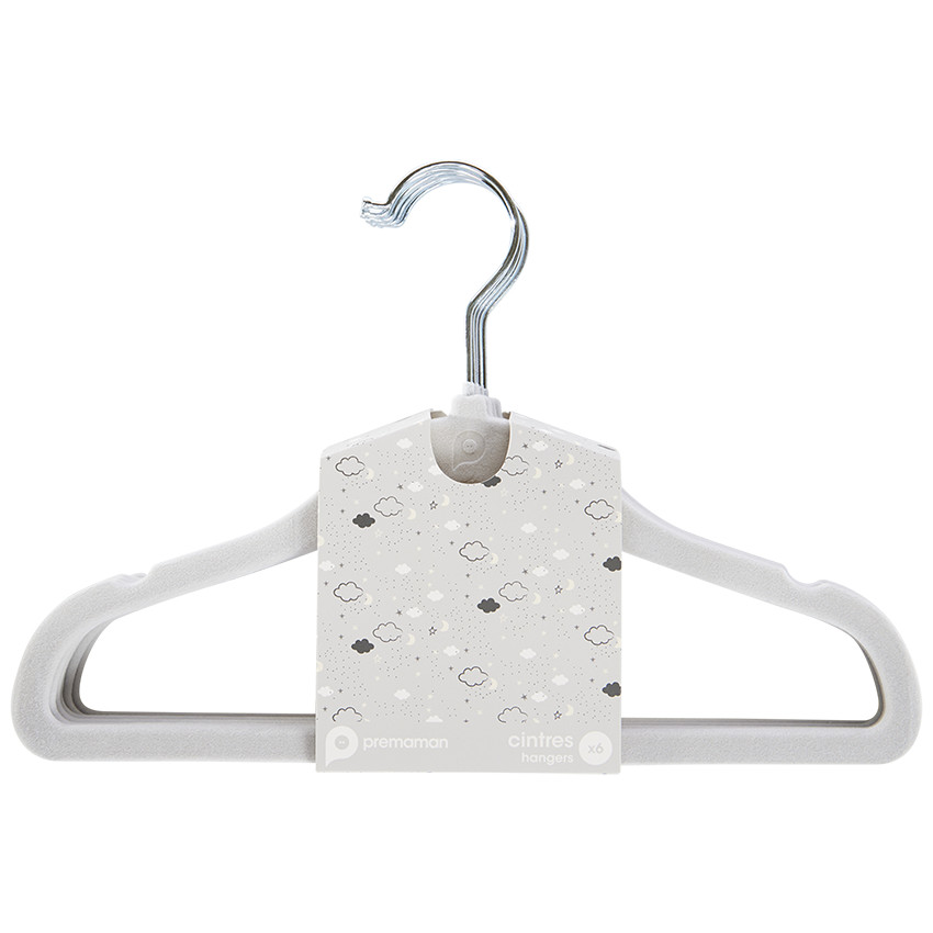 Lote de 6 perchas de terciopelo gris 