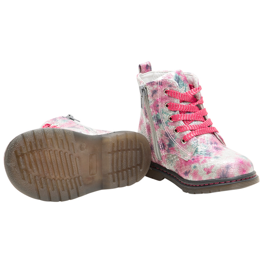 Botines subidos con textura, estampado all over, cordones y cremallera   Additional Botines subidos con textura, estampado all over, cordones y cremallera