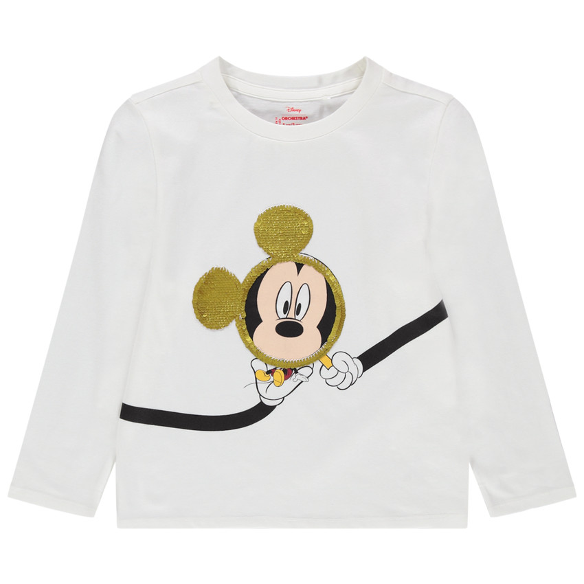 Camiseta de punto de manga larga con estampado de Mickey Disney y lentejuelas mágicas 