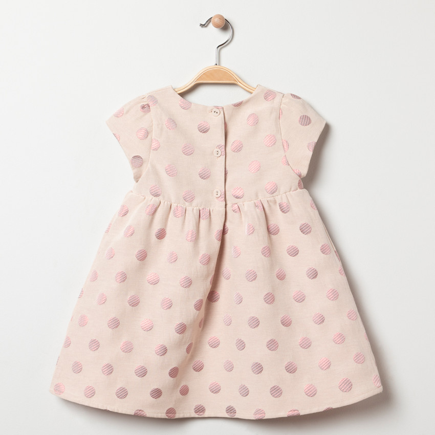 Vestido manga corta estampado lunares all-over 