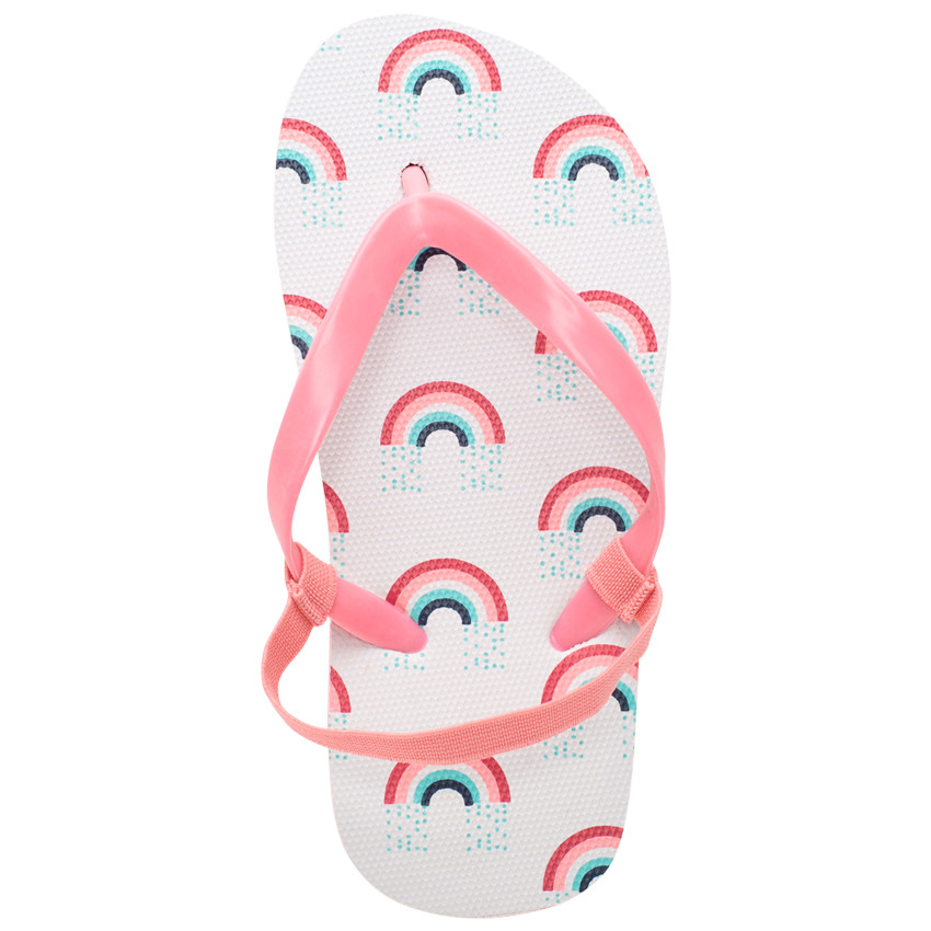 Chanclas rosas con estampado de arcoíris para niña 