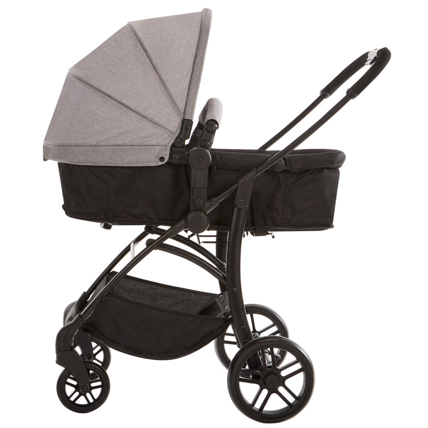 Carro trio combinado con silla de coche y capazo jaspeado/gris 