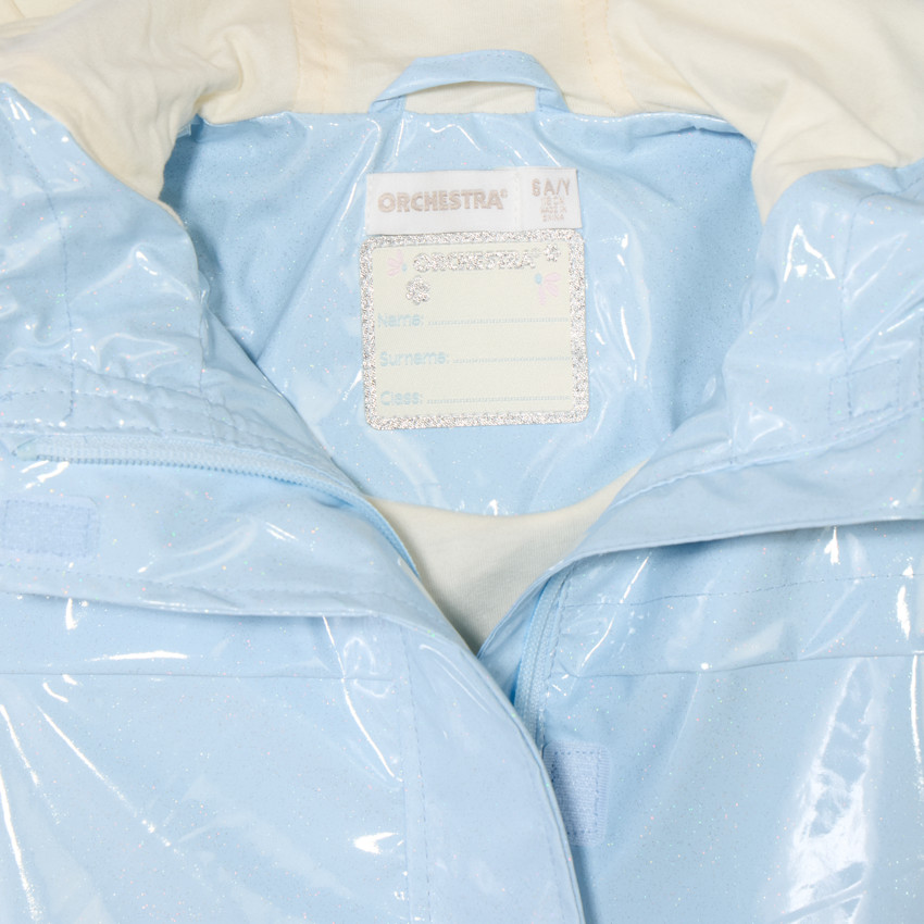 Parka de goma con capucha irisada para niña 