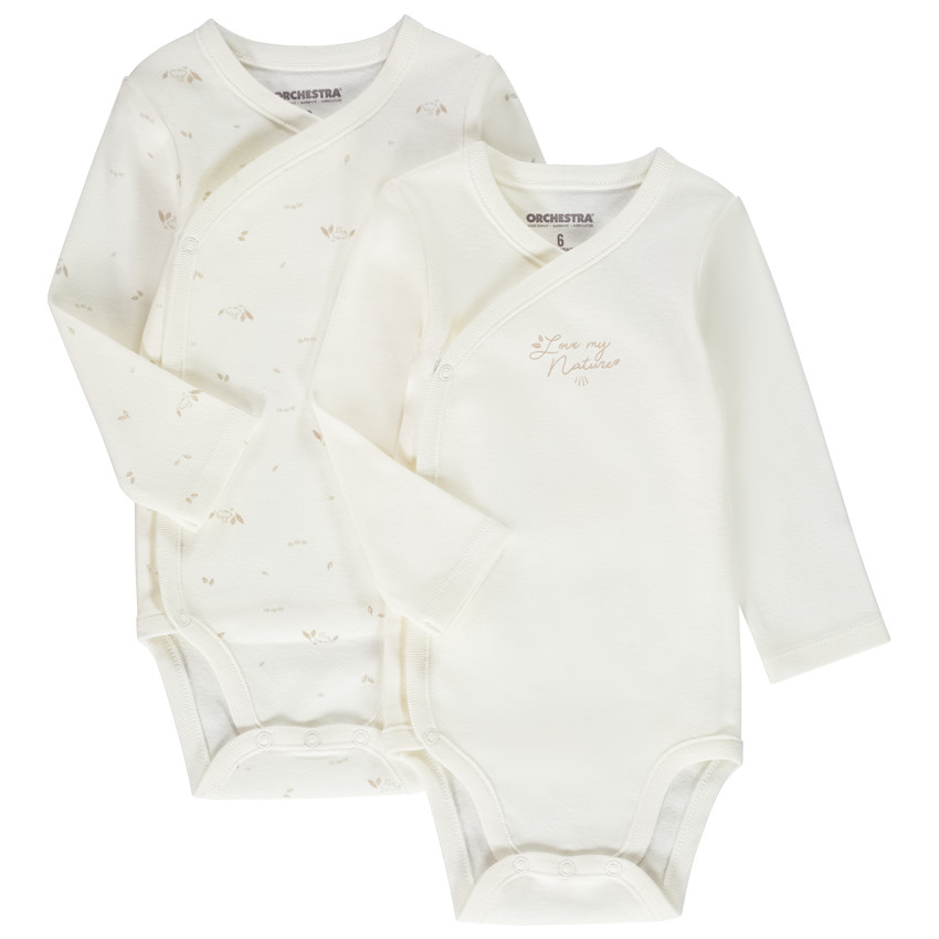 Pack de 2 bodies de manga larga con estampados para bebé 