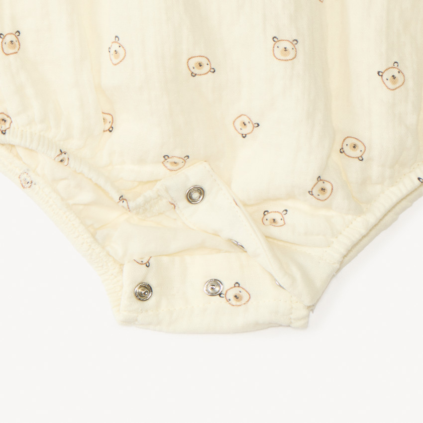 Mono de gasa de algodón estampado de ositos para bebé niño. 