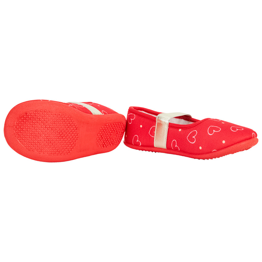 Pantuflas merceditas estampadas con corazones para niña 