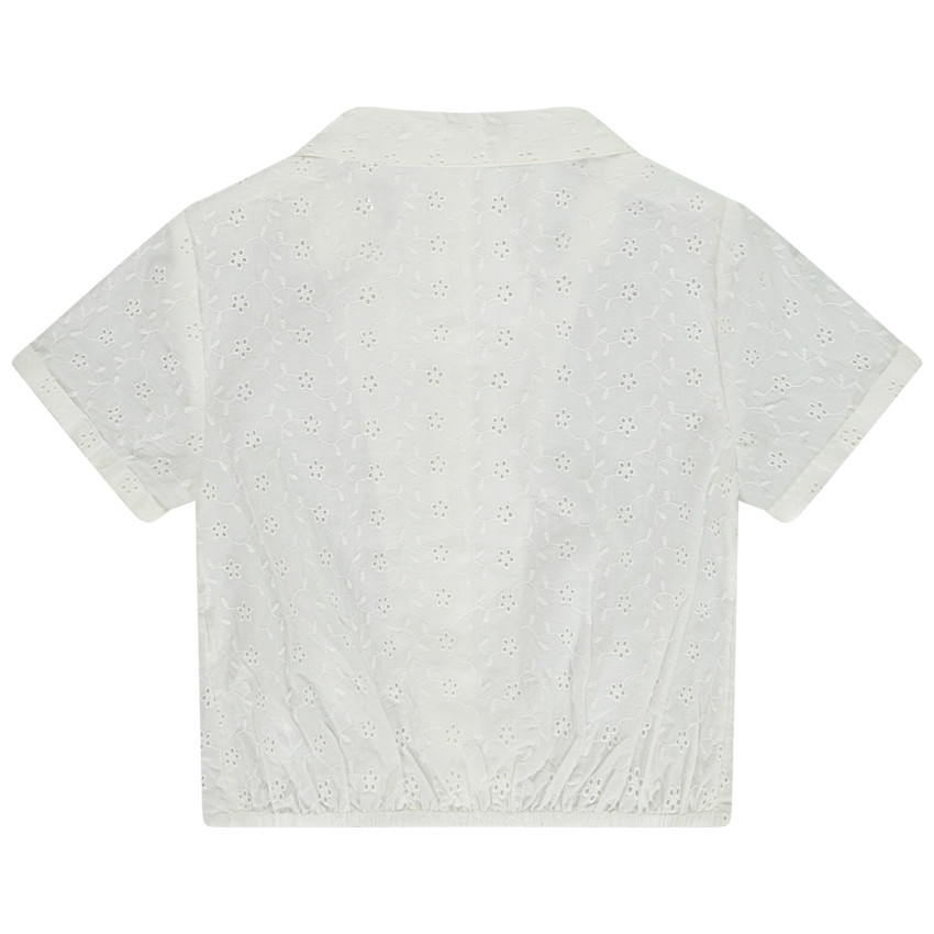 Blusa de manga corta con bordado inglés para niña 