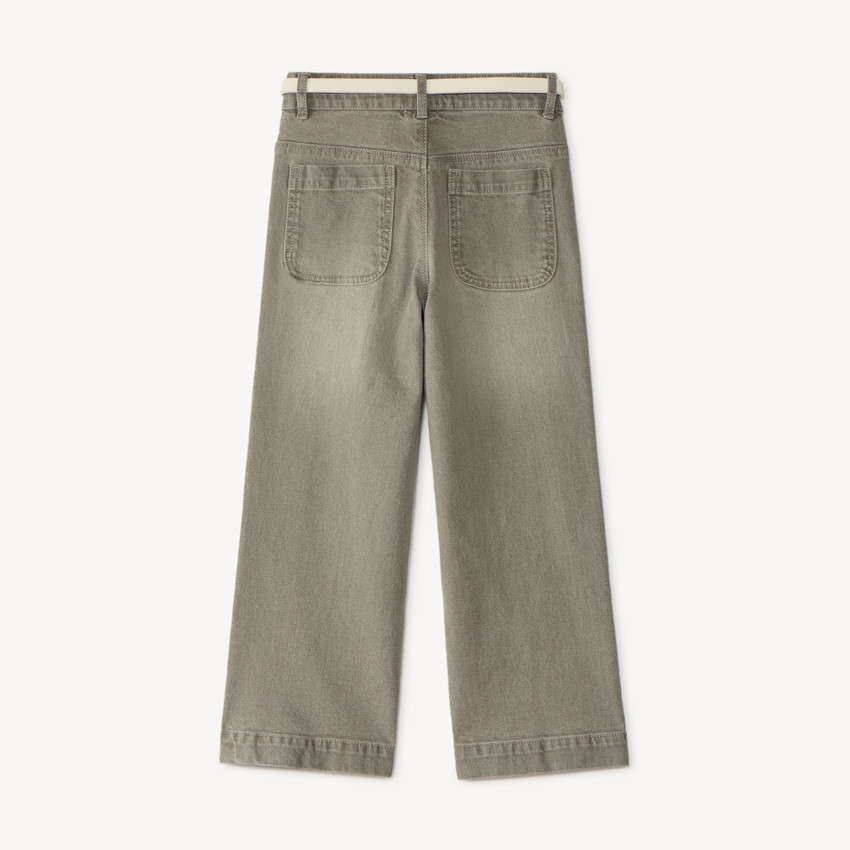 Pantalón vaquero ancho con cinturón para niña 