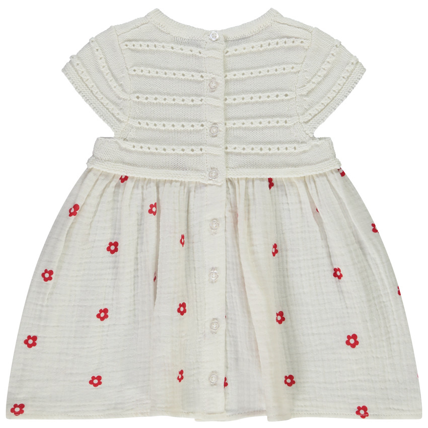 Vestido bicolor efecto 2 en 1 con estampado de flores para bebé niña 