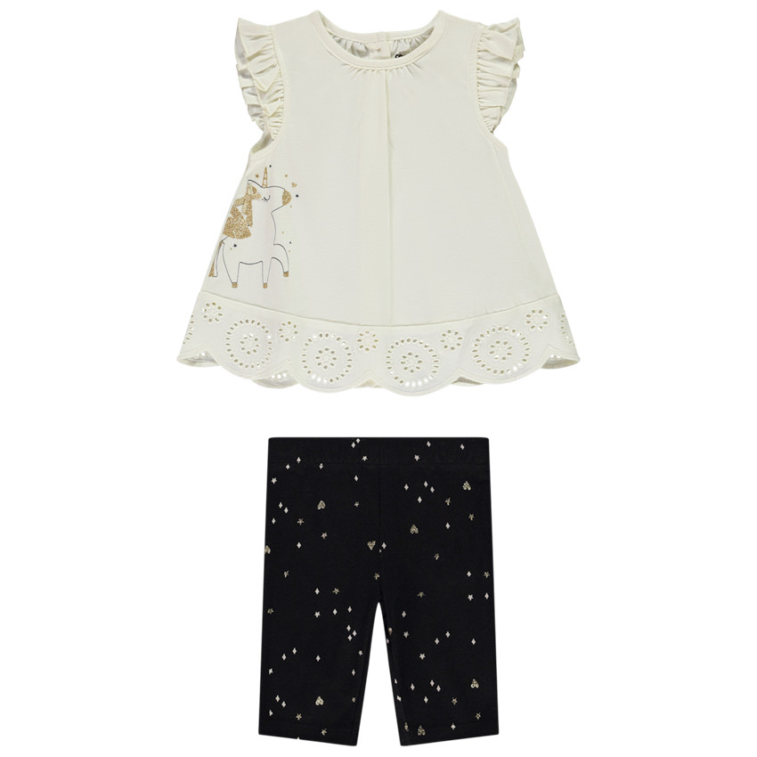 Conjunto 2 piezas unicornio con detalles brillantes para bebé niña 