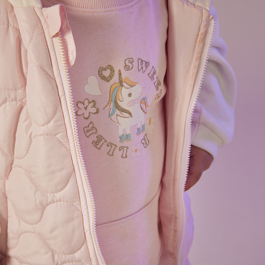 Vestido sudadera de felpa con estampado de unicornio con purpurina para bebe nina Orchestra