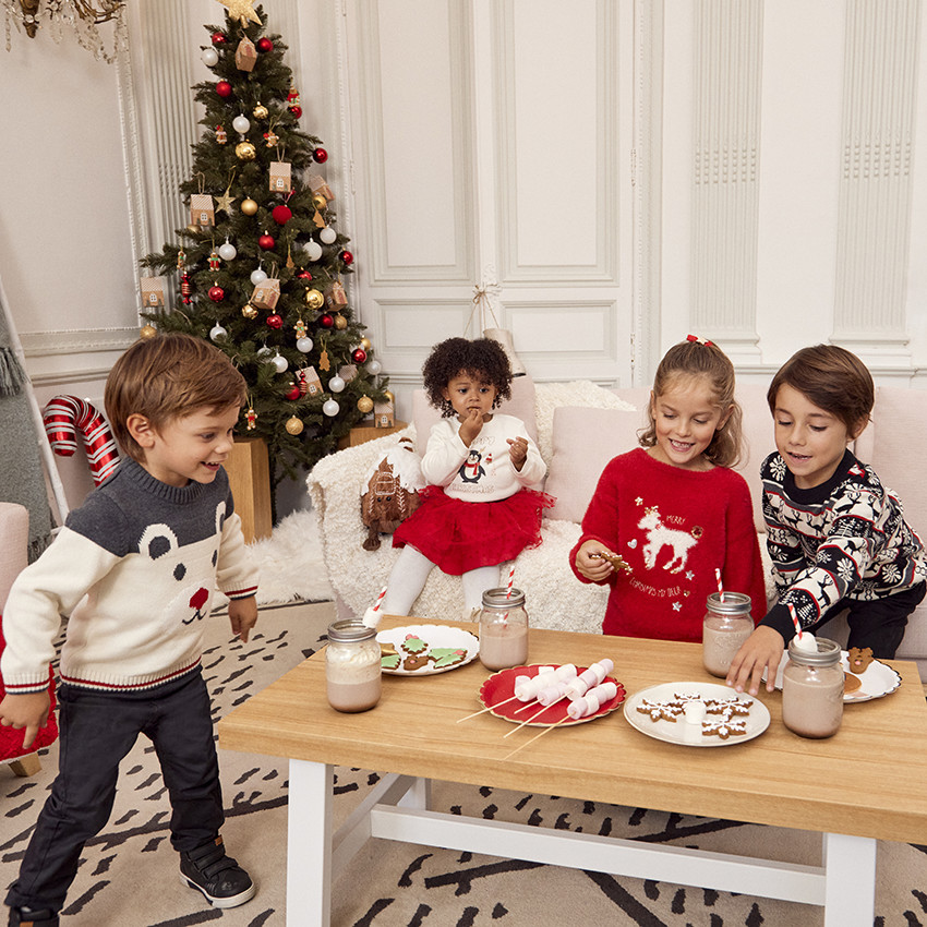 Suéter de punto con estampado de oso para bebé niño 