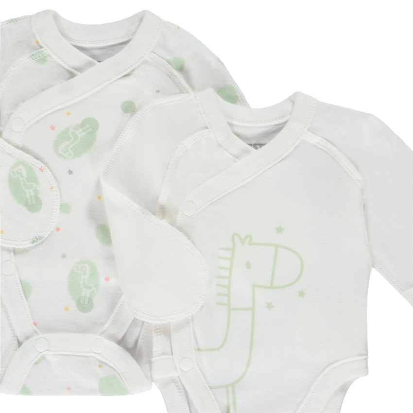 Pack de 5 bodies de manga larga de jersey para bebé prematuro 