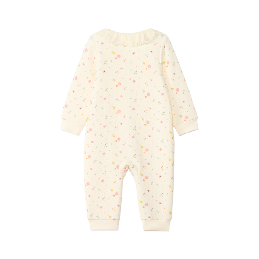 Combinaison longues matelassée imprimé fleurs pour bébé fille 
