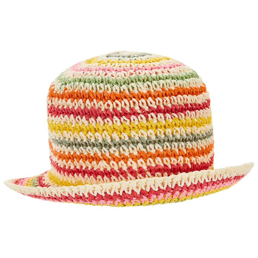 Sombrero bombín de paja trenzada multicolor para niña 