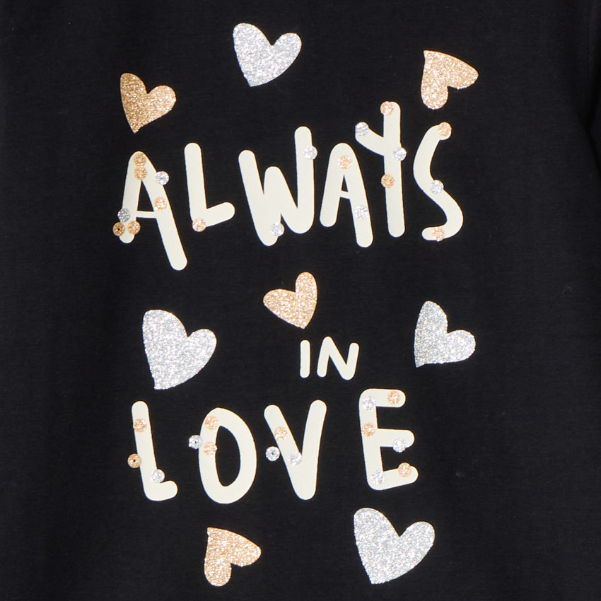 Camiseta de manga larga con cuello vuelto y estampado fantasía para niña 