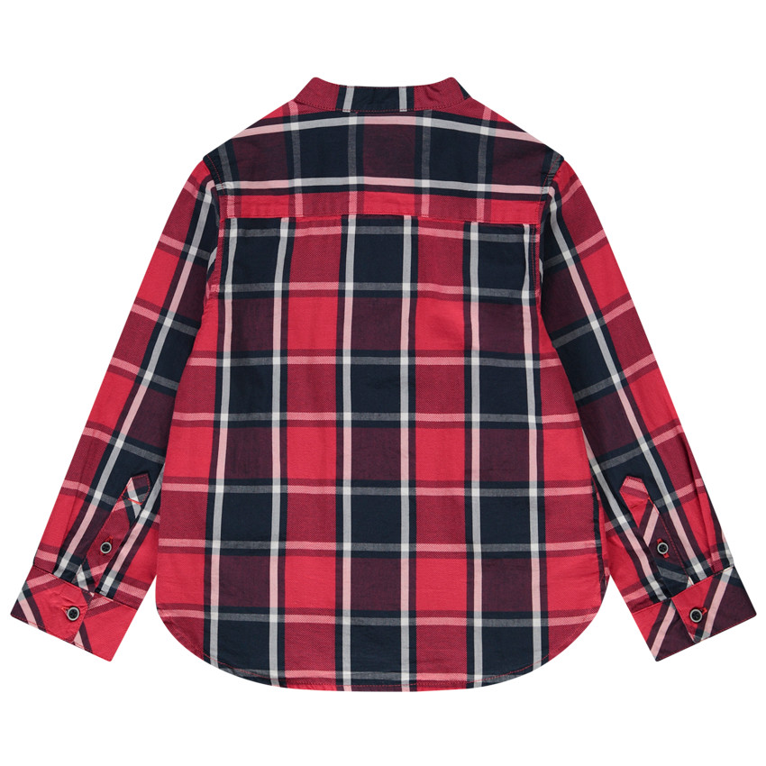 Camisa de cuadros de manga larga con cuello mao para niño 