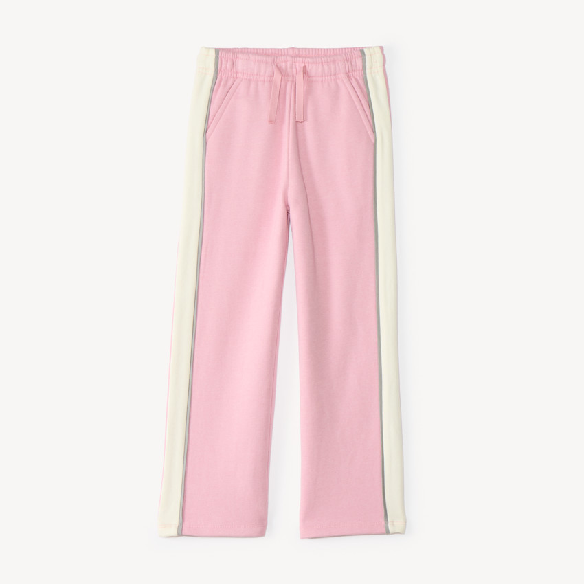 Pantalón de chándal rosa para niña con bandas contrastantes 