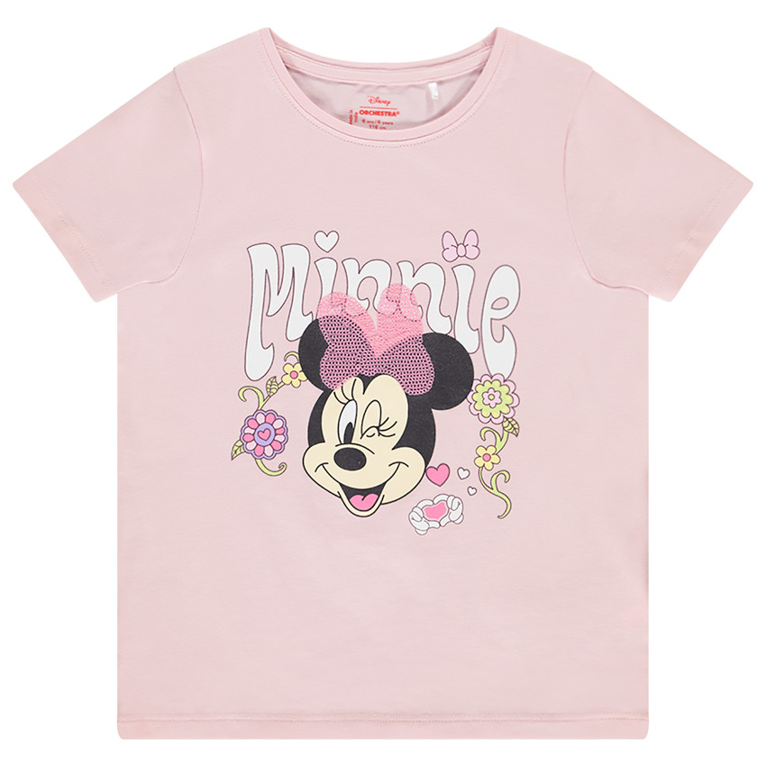 Camiseta de manga corta Minnie Disney con lentejuelas niña 