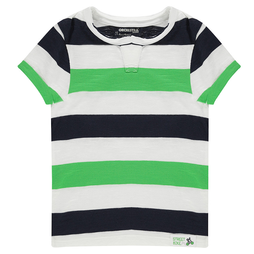 Camiseta de punto de manga corta con franjas que contrastan 