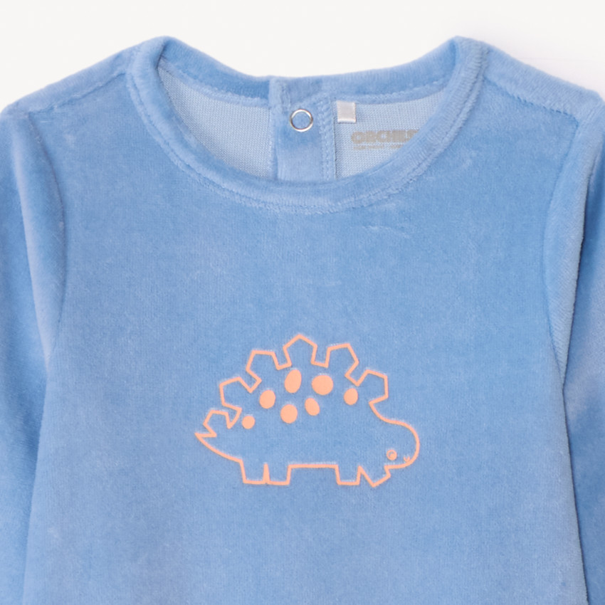 Dors bien uni en velours imprimé pour bébé garçon. 