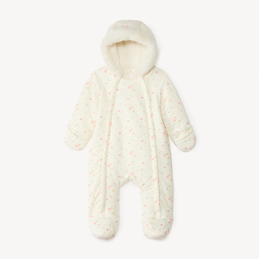 Pelele piloto estampado floral para bebé niña con acabados diferentes según la edad 