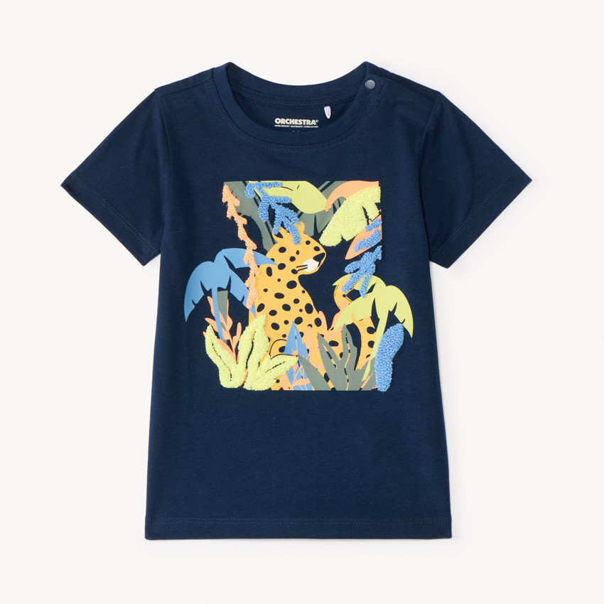 Camiseta de manga corta con estampado de leopardo para bebé niño 