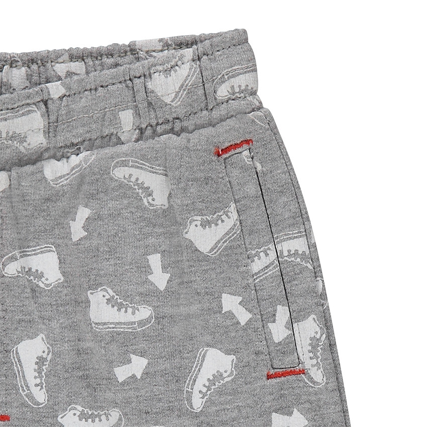 Conjunto de polo de punto y bermudas de felpa con estampado all-over 